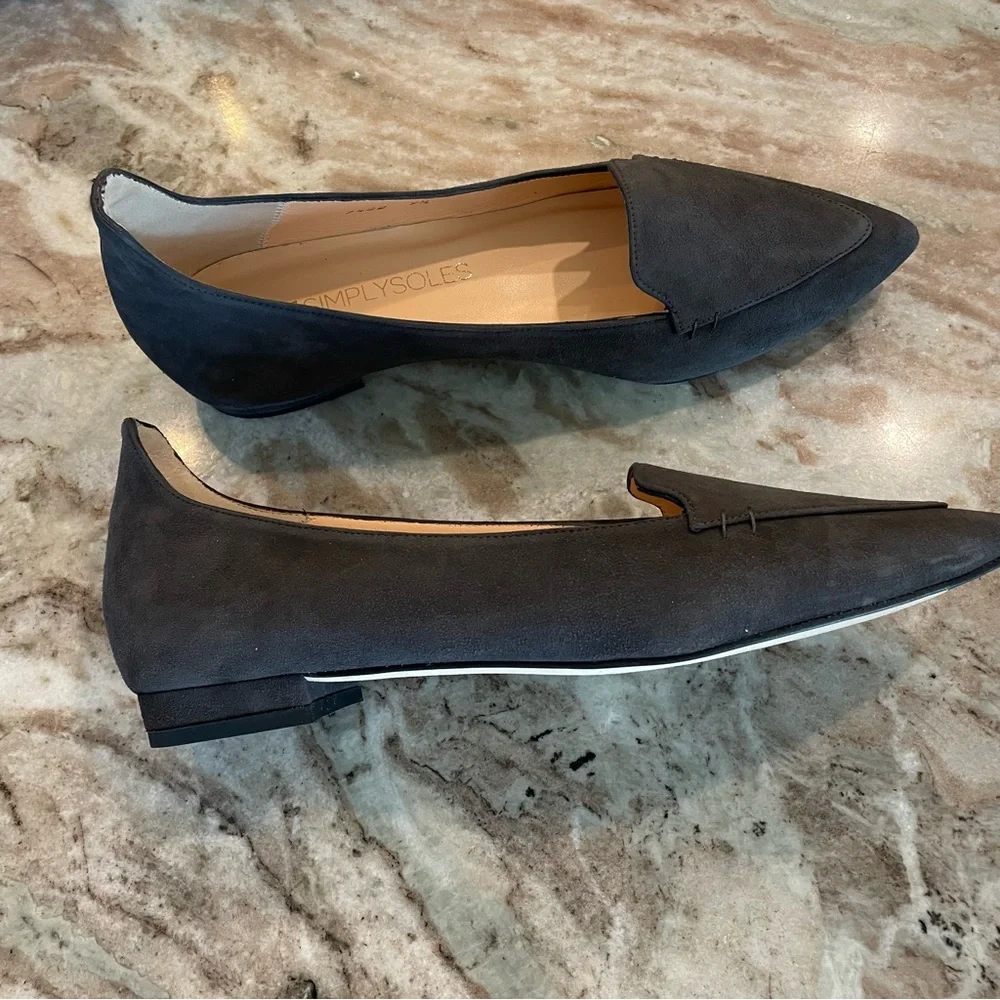 Simply Soles Simplysoles Leather Pointed Toe Flat Loafer Shoes Size 9.5